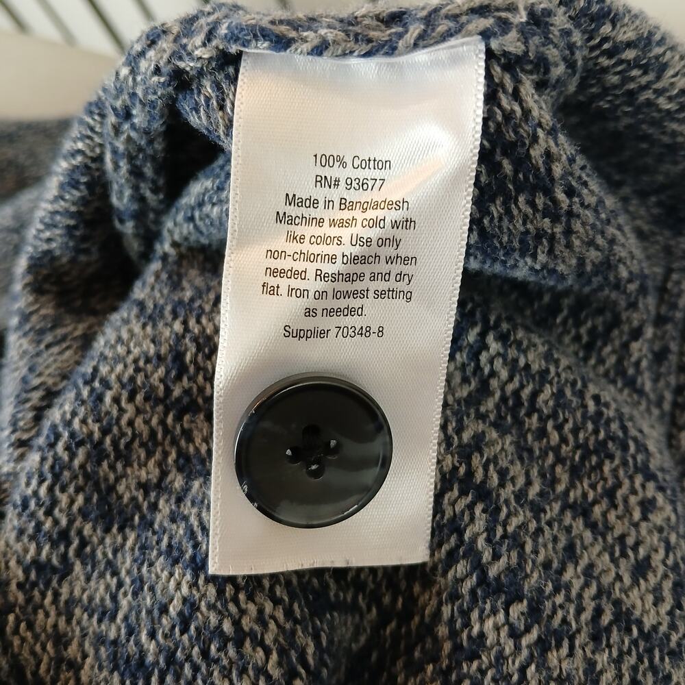 Mutual Weave Button Collar Pullover Sweater Mens XXL cotton blue marl knit cozy - Picture 7 of 11
